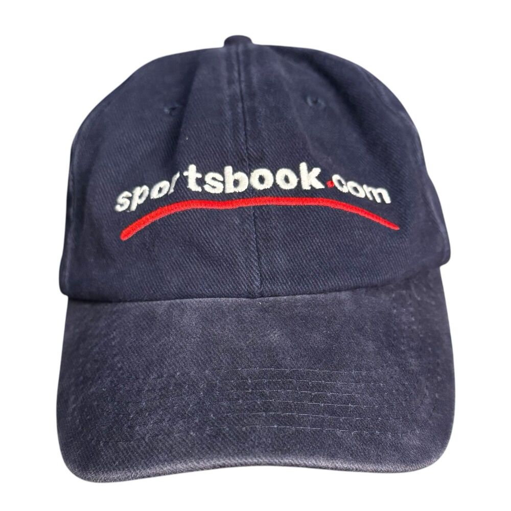 Sport Book Hat / Cap Adult Size Blue Adjustable Logo American Flag Y2K B18G